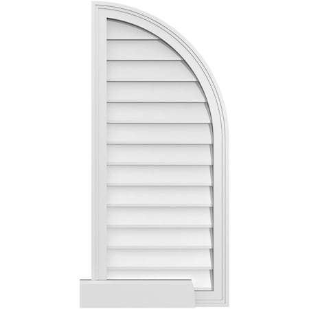 Quarter Round Top Right Surface Mount PVC Gable Vent W/ 2W X 2P Brickmould Sill Frame, 18W X 40H